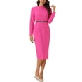 thumbnail image 2 of INSPIRE CHIC Work Sheath Dress for Women's Stand Collar Bodycon Career Dress XL Hot Pink, 2 of 6