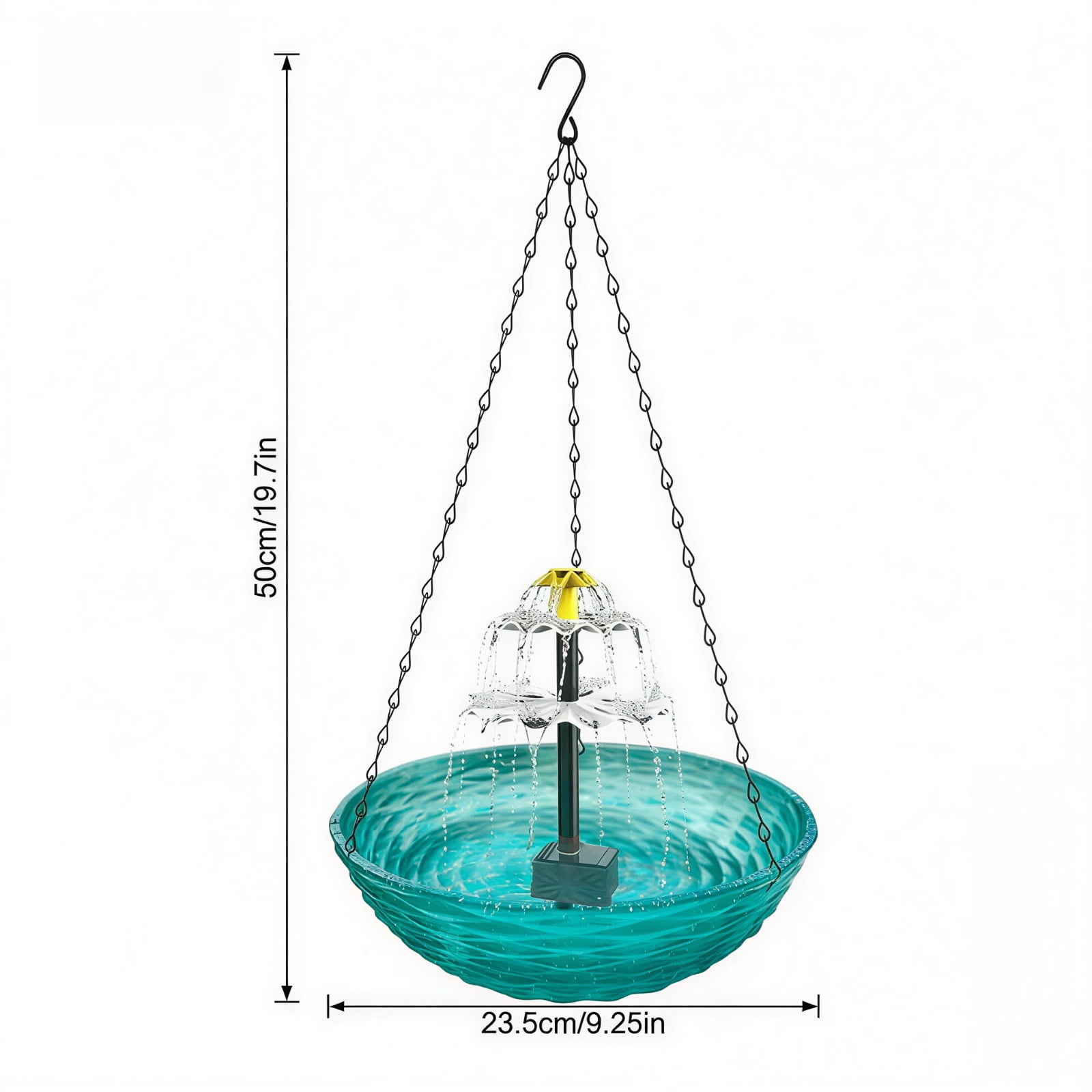 Hanging Bird Bath with Solar Fountains, Plastics Hanging Solar Water Bubbler Fountain for Hummingbird Bird Bath Feeder for Outdoor Garden Balcony Porch (2pc,Blue)