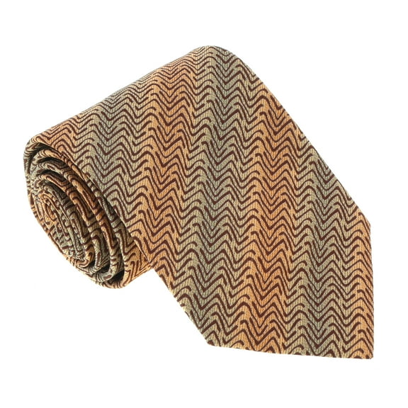 U5297 Brown/Gold Sharkskin 100% Silk Tie