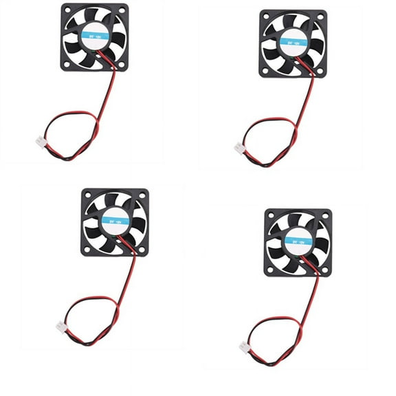 4Pcs 50mm x 50mm x 10mm 5010 DC 12V 0.1A 2Pin Brushless Cooling Fan