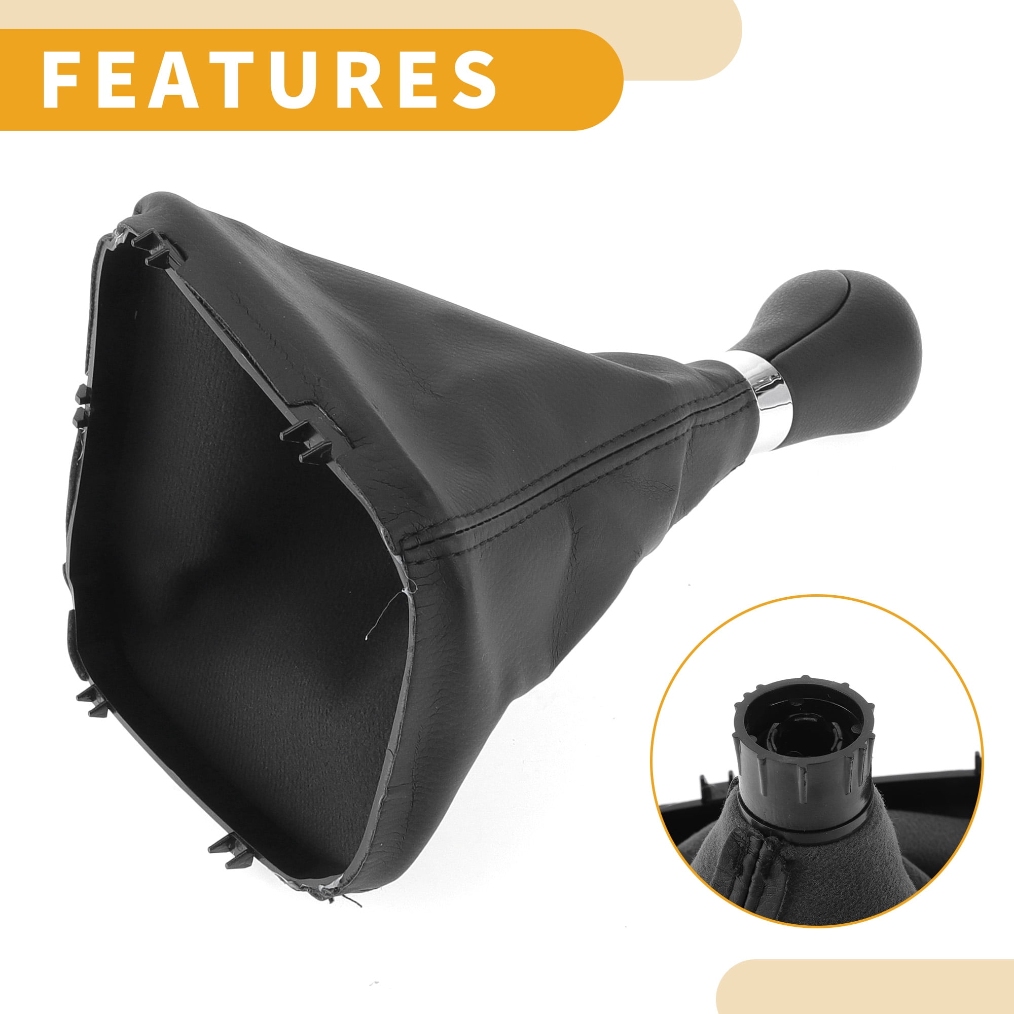 Unique Bargains 6 Speed Manual Gear Shifter Knob with Cover - Car Stick Shift Knob - for Mercedes-Benz C-Class 2000-2007 Plastic Faux Leather Black - 1 Pc