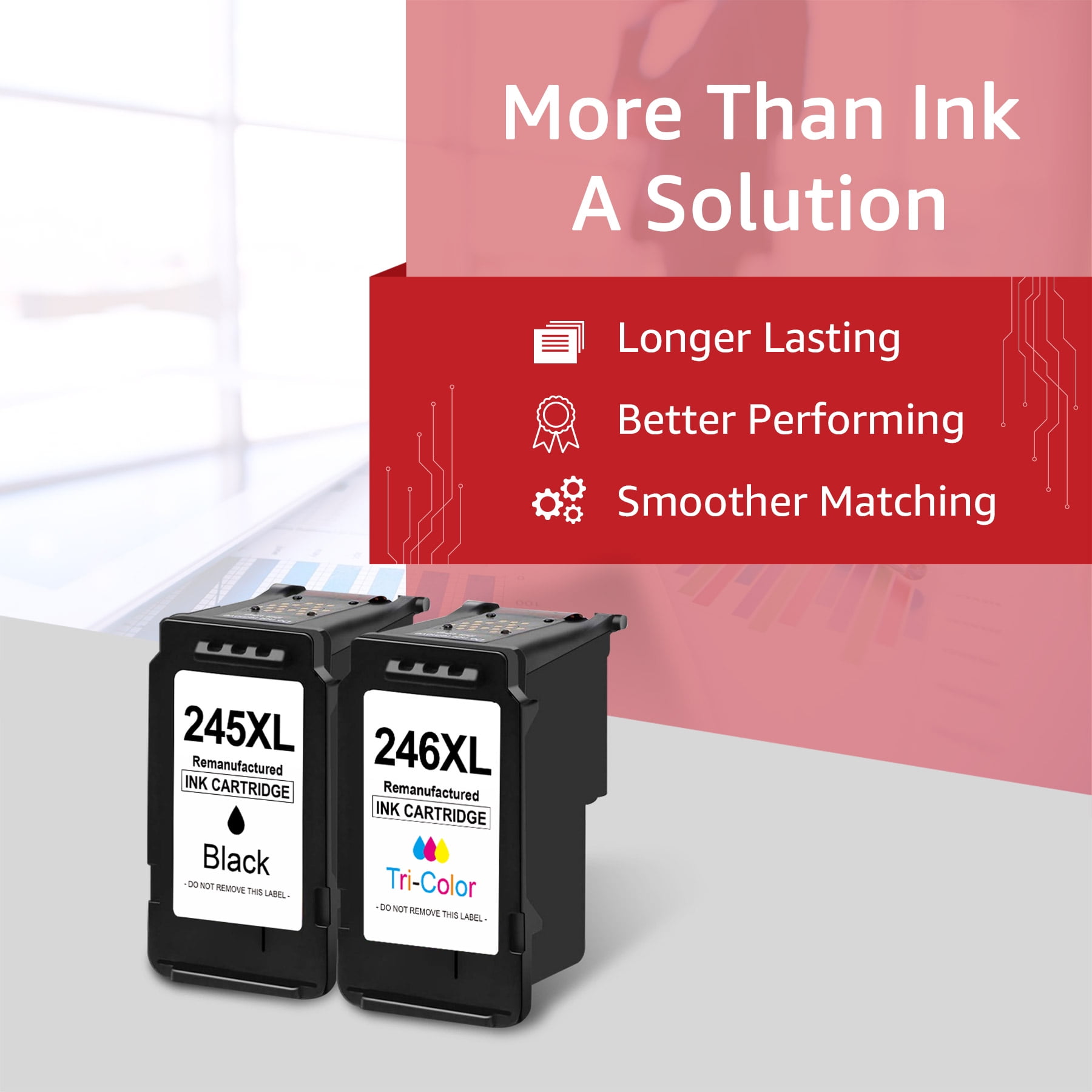 245XL 246XL Compatible Ink Cartridge  Compatible for Canon PG-245 XL CL-246 XL PG-243 CL-244 for MX492 MX490 MG2420 MG2520 MG2522 MG2920 MG2922 MG3022 (2 Black,1 Tri-Color)