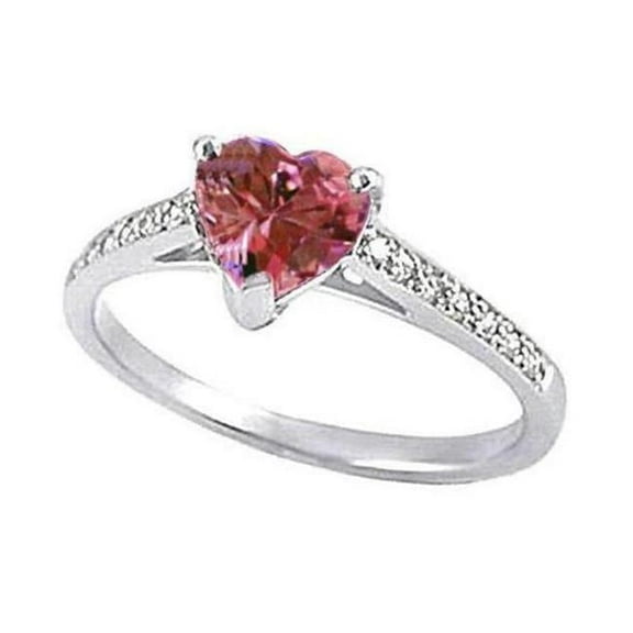 Harry Chad Enterprises 33598 1.25 CT Pink Heart Shape Sapphire Diamond Gemstone Ring, Gold - Size 6.5