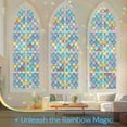thumbnail image 3 of Pigo Window Privacy Film Stained Glass Window Clings 3D Rainbow Film for Glass Door Decorative Colorful Lattice Stickers Static Cling Sun Blocking Door Coverings for Home, 17.5 x 78.7 inches, 3 of 11
