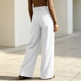thumbnail image 4 of Miluxas Women's High Rise Wide Leg Trousers Pleated Front Business Casual Loose Straight Pants with Pockets Dress Pants for office Commute Wear White, 4 of 7