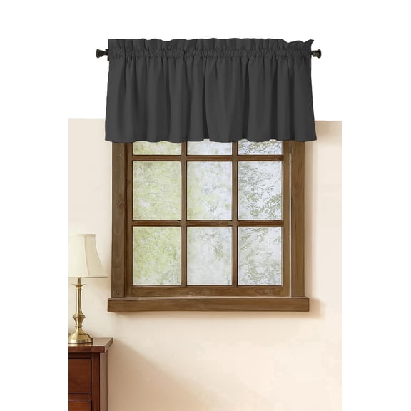 Native Fab Set of 2 Valance Curtains for Windows 54"x18" for Living Room Bedroom Kitchen Windows Bathroom, Farmhouse Vintage Curtain Valances Rod Pocket - Grey