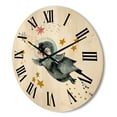 thumbnail image 3 of Designart 'Little Penguin Flying Planets and Stars I' Farmhouse Wood Wall Clock, 3 of 5