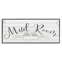 Stupell Industries Mud Room Dirt Stops Here Typography Painting Black Framed Art Print Wall Art, 24 x 10
