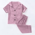 thumbnail image 5 of Xudanell Toddler Baby Girls Pajamas Silk Satin Short Sleeve Botton Shirt Tops Shorts Set Summer Sleepwear Lounge Pjs (6-12 Months,Purple), 5 of 6