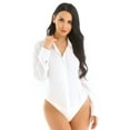 thumbnail image 3 of Alvivi Women's Long Sleeve Button Down Shirts Bodysuit Blouse Career Top Blouse Business Work Shirt White XL, 3 of 7