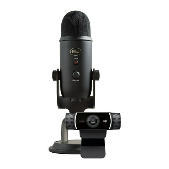 Blue Microphones Yeti USB Microphone Plus Logitech C922 Pro Streamer HD Webcam with Mic (Blackout)