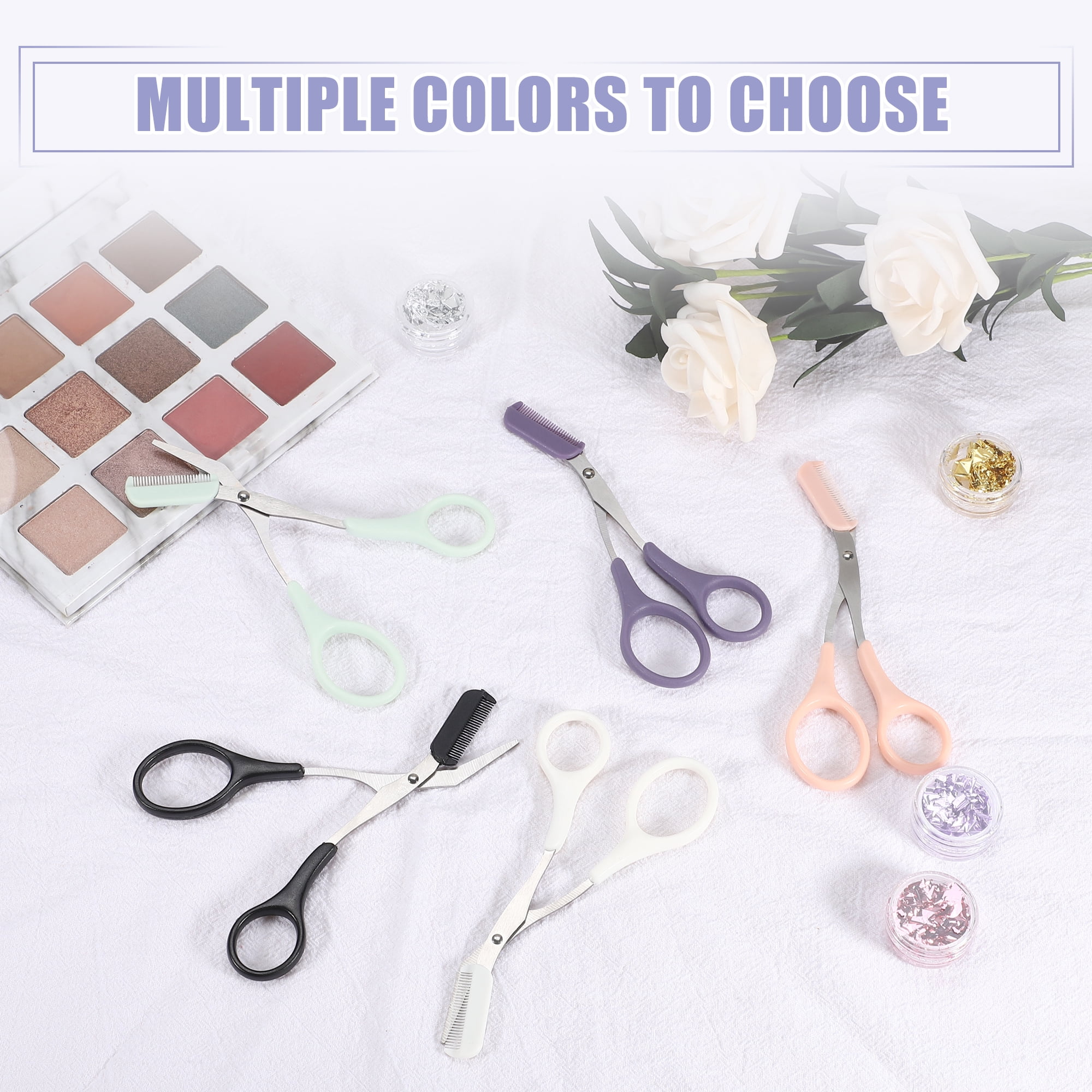 Unique Bargains Eyebrow Trimmer Scissors Comb Stainless Steel Green
