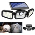 thumbnail image 4 of Luces solares para exteriores con sensor de movimiento, luces de seguridad de 3 cabezales con energía solar, reflector con detección de movimiento de 72 LED, 4 of 5