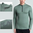 thumbnail image 6 of Handshe Men's Solid Color Sport Dry-Fit Half-Zip Long Sleeve Shirt with Stand Collar, Quick-Dry Athletic Top for Men, Workout Hiking Running Performance Apparel, 6 of 6
