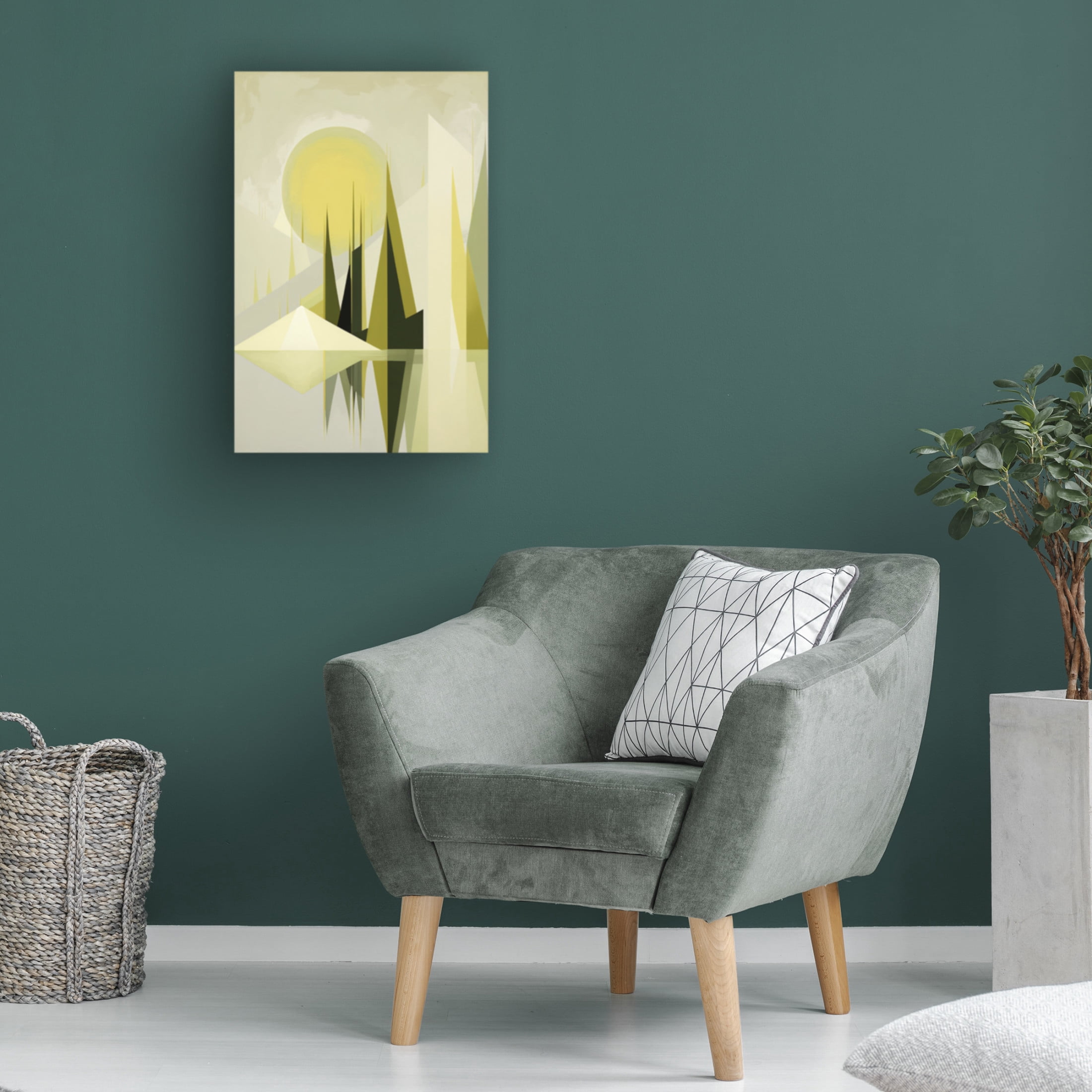 Canvas Wall Art - Ray Heere 'Mid Century Nature Green 16' Wall Art for Living Room, Bedroom, or Office Décor by Trademark Fine Art - 30 x 47 Inches