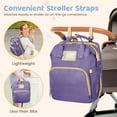 thumbnail image 7 of Diaper Bag Backpack, Multifunctional Baby Changing Bag with Foldable Crib & Insulated Milk Bottle Pocket, Large Capacity Travel Backpack with USB Charging Port & Stroller Strap (Purple), 7 of 7
