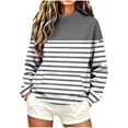 thumbnail image 2 of Yutgune Women's Striped Sweatshirt Long Sleeve Mock Neck Pullover Casual Relaxed Fit Top, 2 of 8
