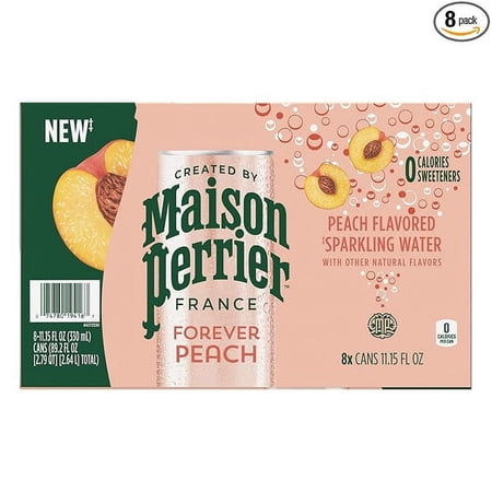 Maison Perrier Forever Peach Flavored Sparkling Water, 11.15 Fl Oz Cans, 8 Count 330 ml