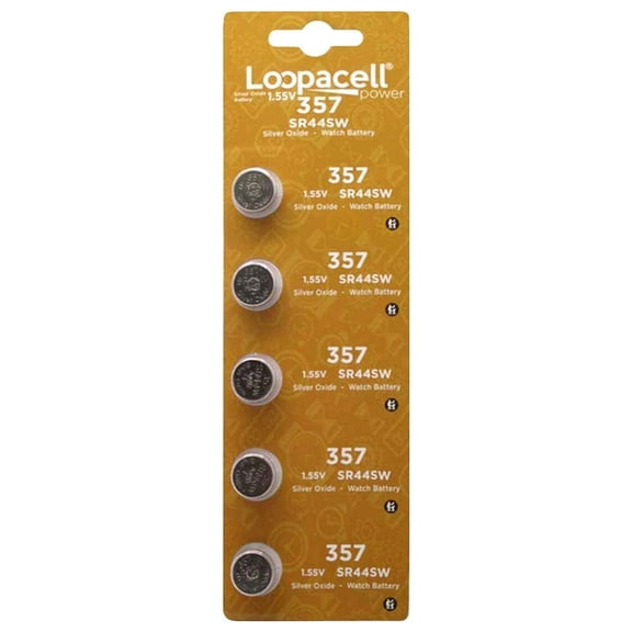 LOOPACELL 357/303 Silver Oxide Batteries, 5 Pack