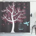 thumbnail image 1 of Ambesonne Tree Shower Curtain, Tree Bitd Cage Leaves, 69"Wx84"L, Grey Pink Pale Grey, 1 of 3