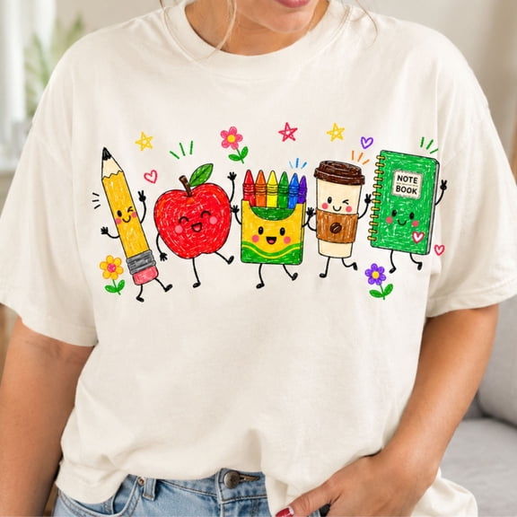 Cute Teacher Supplies Comfort Colors Shirt, Back to School Classroom Graphic Tee, Elementary Teacher Gift for Women