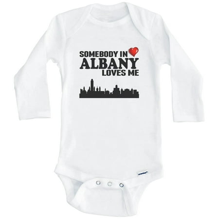 

Somebody In Albany Loves Me One Piece Baby Bodysuit (Long Sleeve) 6-9 Months White