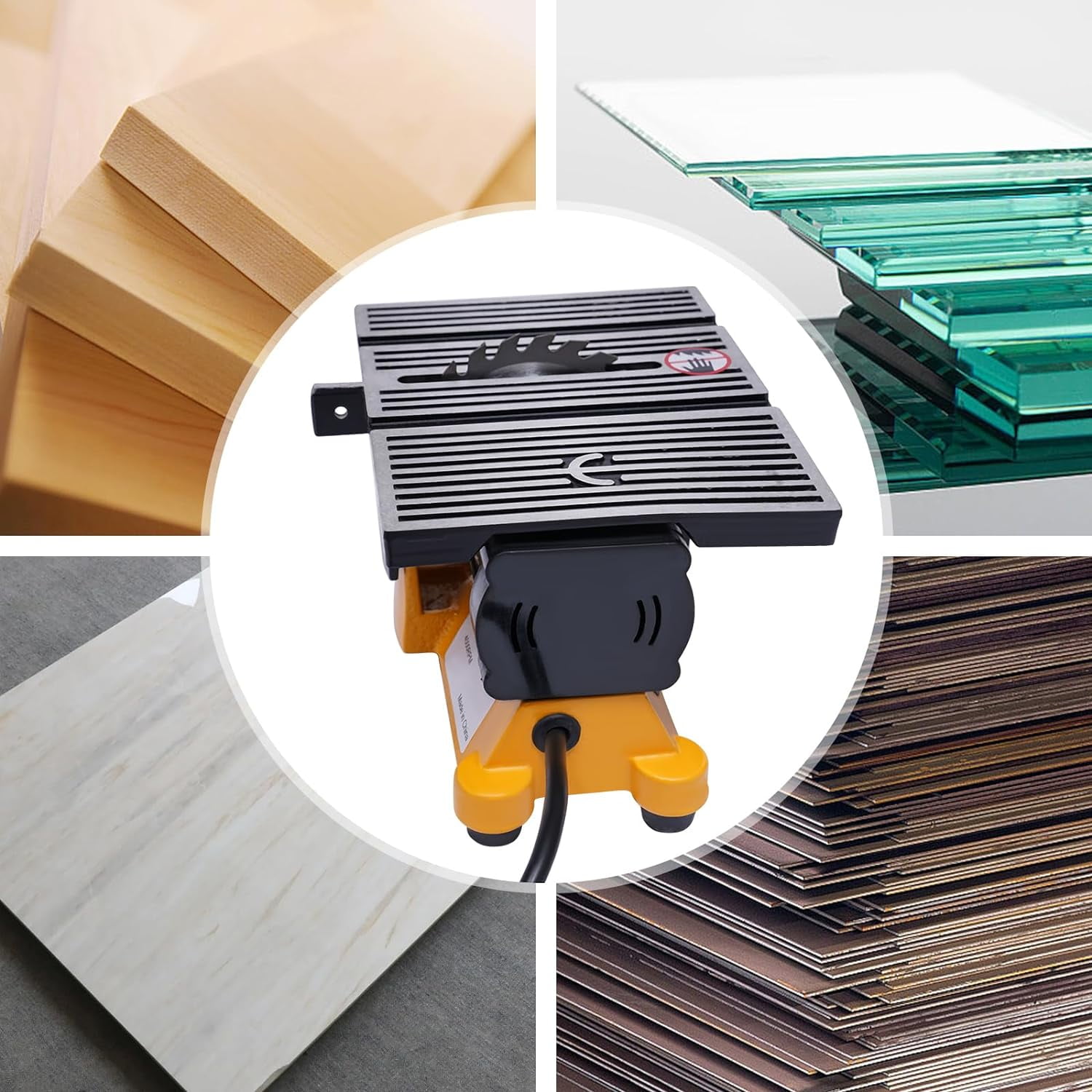 Mini Portable Table Saw, 4" Miter Table Saw Bench Electric Cutting Machine Multifunctional Desktop Saws with 3 Blades for DIY Handmade Wooden Model Crafts, Metal, Ceramic Tile, Glass