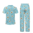 thumbnail image 6 of TSOVTHRID Blue Daisy Print Pajama Set for Women Notch Collar Sleepwear with Long Pants Soft Nightwear Womens Pj Sets, M, 6 of 7