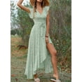 thumbnail image 2 of Women's Printed Surplice Ruffle Sleeve Dress 100% Cotton Lightweight Comfort Casual Easy Care High Low Hem Everyday Wear, 2 of 17