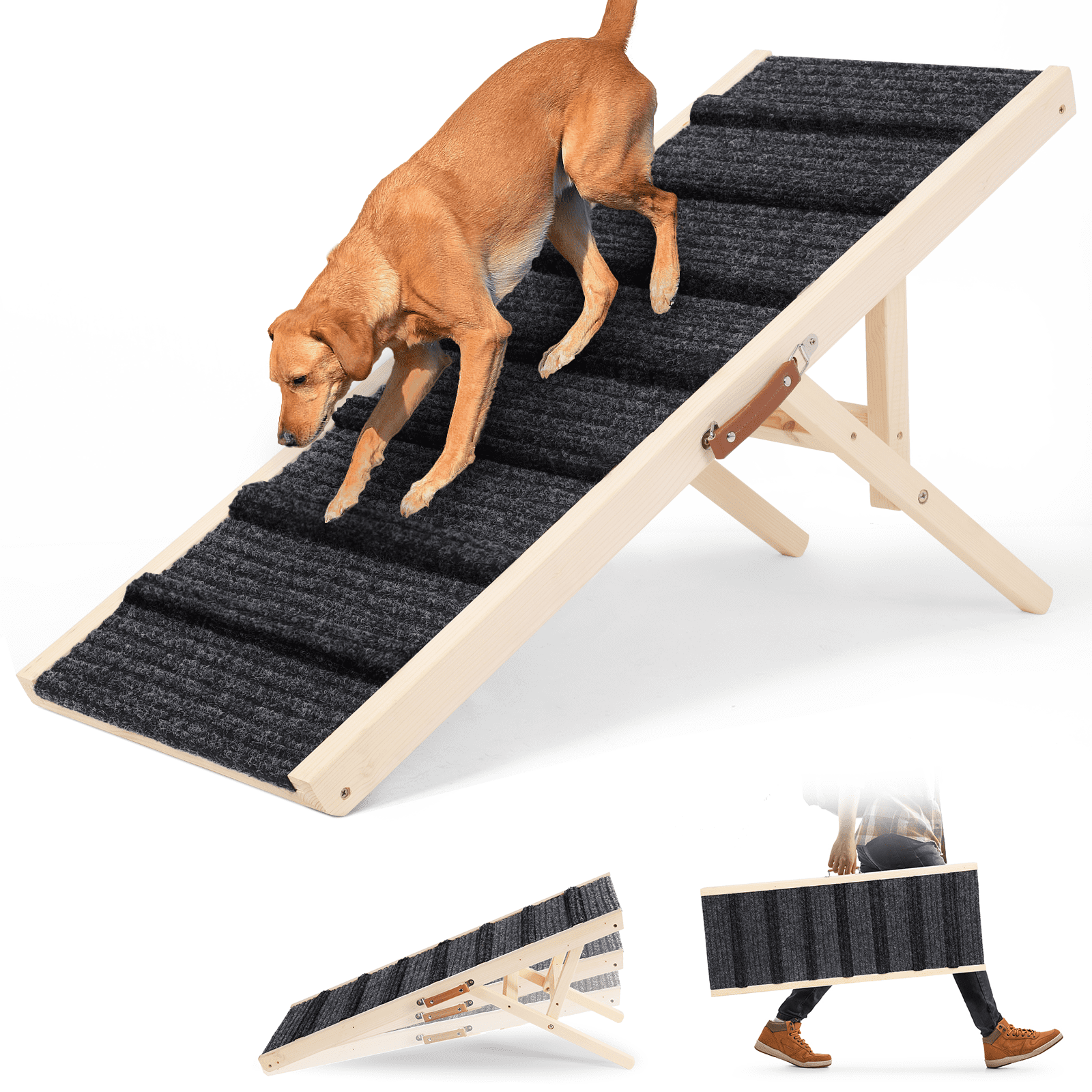TOFUUMI Dog Ramp for Bed, Foldable Pet Stairs for Small Medium and