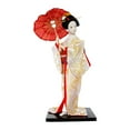 thumbnail image 1 of Figura coleccionable de geisha japonesa de 12 pulgadas, muñeca oriental, estatua de niña artesanal Blanco y dorado, 1 of 9