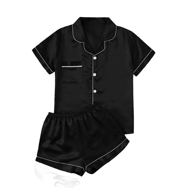 Womens Plus Pajama Sets Short Sets Sleepwear PJ Set Black 5XL