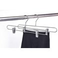 thumbnail image 3 of Quality Pant Hangers - 10-Pack Pant & Skirt Hanger Set - Chrome Pant Hangers with Clips - 360-Degree Metal Swivel Hook Hangers for Clothes, Pants - Durable, Anti-Rust Jean, Slack & Trouser Hangers, 3 of 6