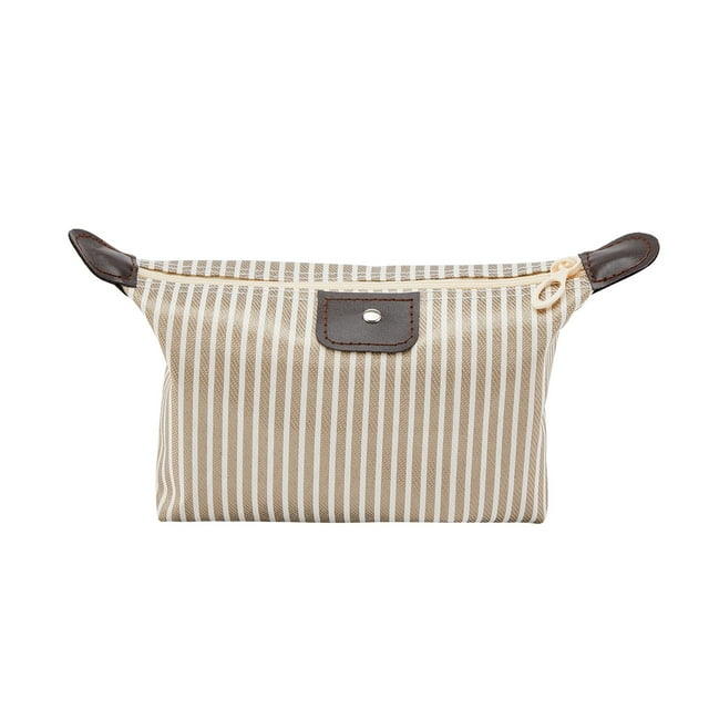 xiaxaixu Women Waterproof Makeup Bag, Classic Striped Cosmetic Organizer Multifunctional Pouch
