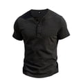 thumbnail image 3 of DIOAZUD Striped Henley Shirts for Men Button Short Sleeve T-Shirts Lightweight Comfy Summer Tshirts for Business Casual Black XXL, 3 of 7