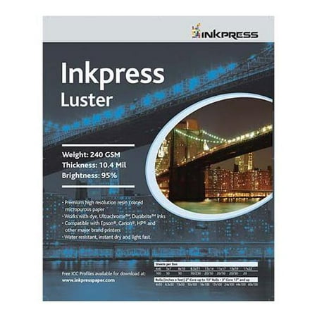 - Inkpress Luster Premium Single Sided Bright Resin Coated Photograde Inkjet Paper, 10.4mil., 240gsm., 11x17