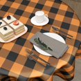 thumbnail image 5 of Halloween Tablecloth Round 60 Inch Black Orange Buffalo Plaid Round Table Cloth Autumn Thanksgiving Plaid Table Cloth Fall Autumn Table Covers for Kitchen Dining Room Holiday Party Picnic Decorations, 5 of 6