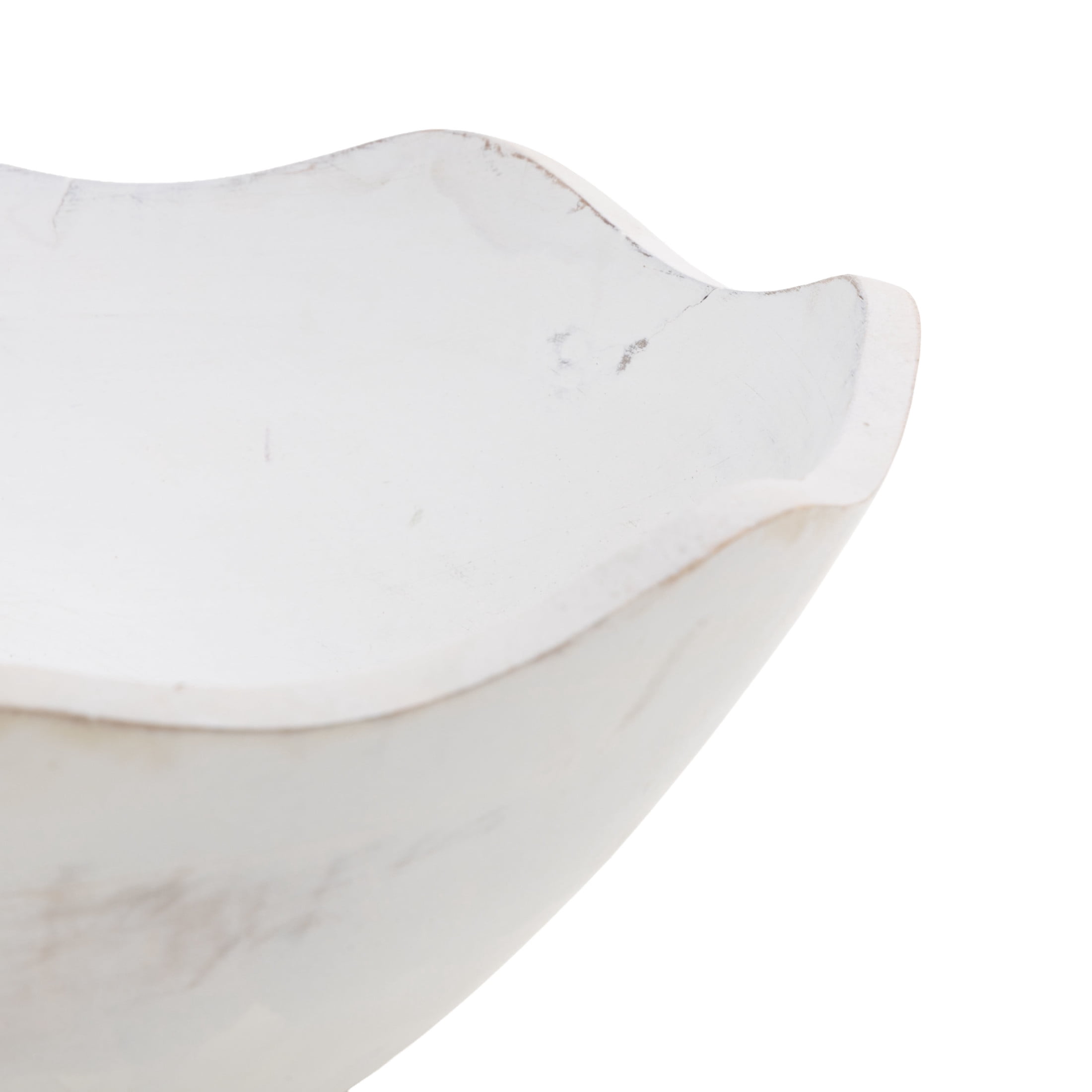 DecMode 12", 9", 6"W Handmade Round Floral White Mango Wood Decorative Bowl, Set of 3