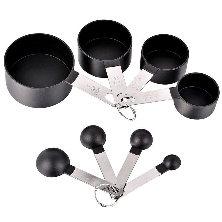 SYNGAR Black Measuring Cups and Spoons Set, Stackable Kitchen Tools &  Gadgets for Dry/Wet Ingredients, Home Essentials, Measuring Cups for  Baking, Cooking, Teaspoons Set, 8-Piece 