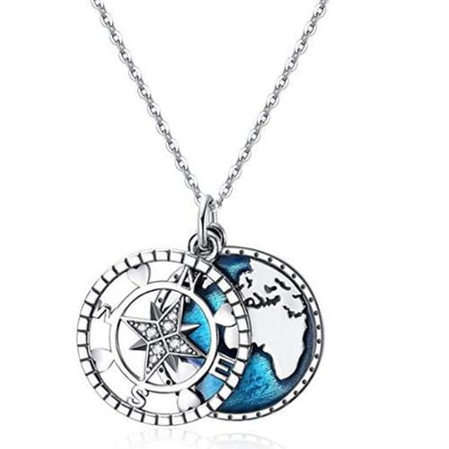 Kaboer Compass Pendant Necklace Sterling Silver Navy Anchor Travel Map For Women Men Com - Navy Pendant Necklace Kaboer Compass Pendant Necklace Sterling Silver Navy Anchor Travel Map For Women Men Com - Navy Pendant Necklace