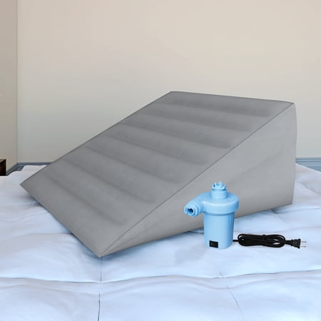 Boyd Sleep Inflatable Wedge Pillow with Pump and Auto Seal Valve, Gray
