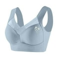 thumbnail image 2 of Bras for Women No Underwire Push Up Full Coverage Lightweight Lace Plus Size Solid Color Wide Strap Women's Breathable Bralettes Bras Light Blue XXL, 2 of 3