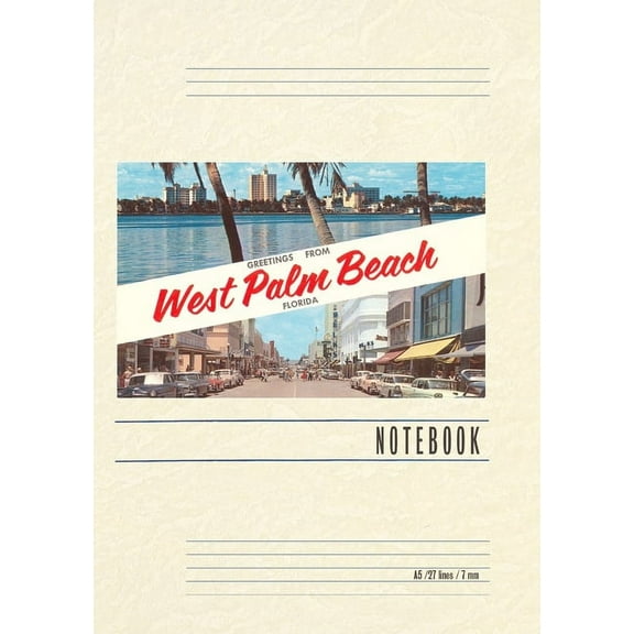 Vintage Lined Notebook Greetings from West Palm Beach, Florida (Paperback)