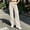 Beige, variant on Women's Solid Color Straight Leg Pants, Elastic Waist, Button & Zipper Closure, Casual Trousers with Pockets Black S