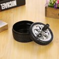 thumbnail image 2 of Car Tire Rotating Style Fashion Round Stainless Steel Press Up Smokeless Ashes Holder, 2 of 10