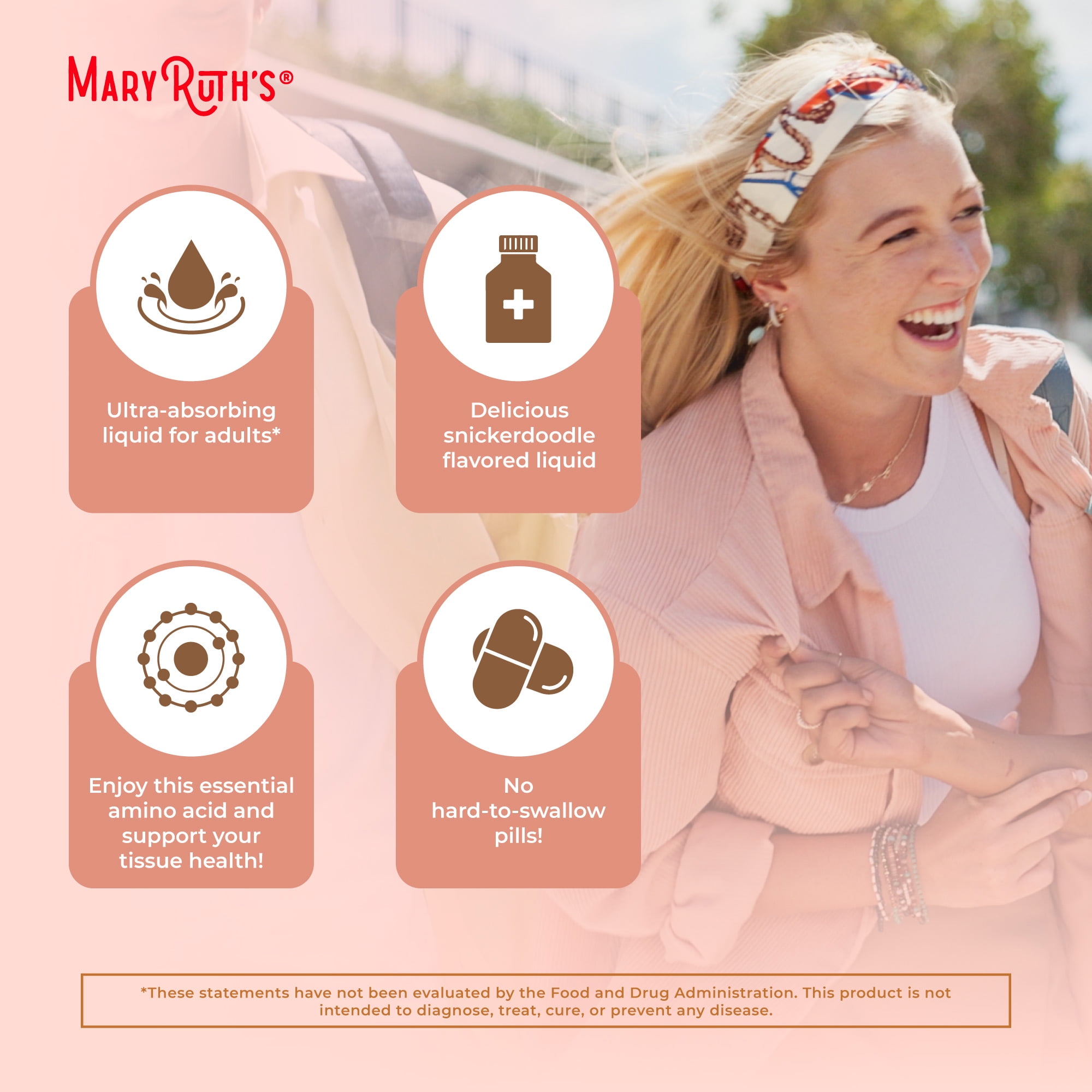 (3 pack) MaryRuth's Lysine Supplement, Snickerdoodle Flavor, Collagen & Immune Support, Vegan, Sugar-Free, Adults Ages 18+, Unisex, 7.6 fl oz, 30 Servings,