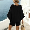 thumbnail image 5 of OVAFBAU Women 2 Piece Loungewear Set Beach Vacation Sweatsuit Tracksuit Set Women's Summer V Neck Short Sleeve Top Pocket Casual Shorts Set Summer Outfits, 5 of 8