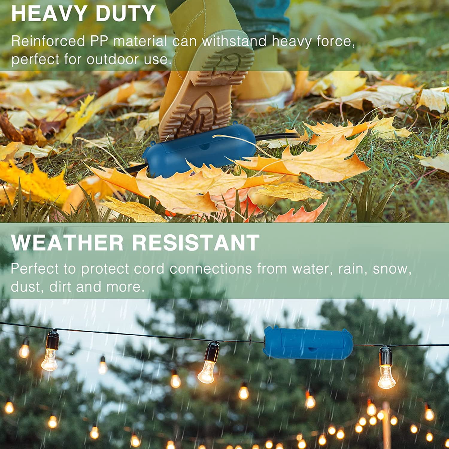 Outdoor Extension Cord Safety Cover with Waterproof Seal, Weatherproof Electrical Connection Box to Protect Outdoor Outlet, Plug, Socket, Christmas Holiday Decoration Light