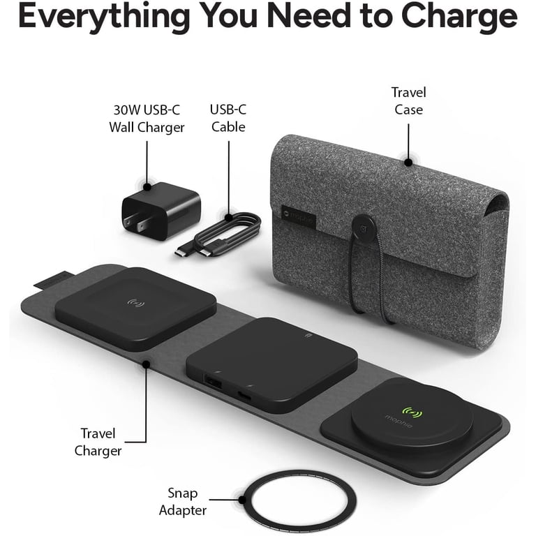 Mophie 3 in 1 Travel Magnetic Charger for Apple, Google, Samsung