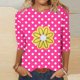 thumbnail image 4 of Camisetas Casuales de las Mujeres de Moda Impresa 3/4 Mangas Blusa Cuello Redondo para el Hogar Y Diario, 4 of 4